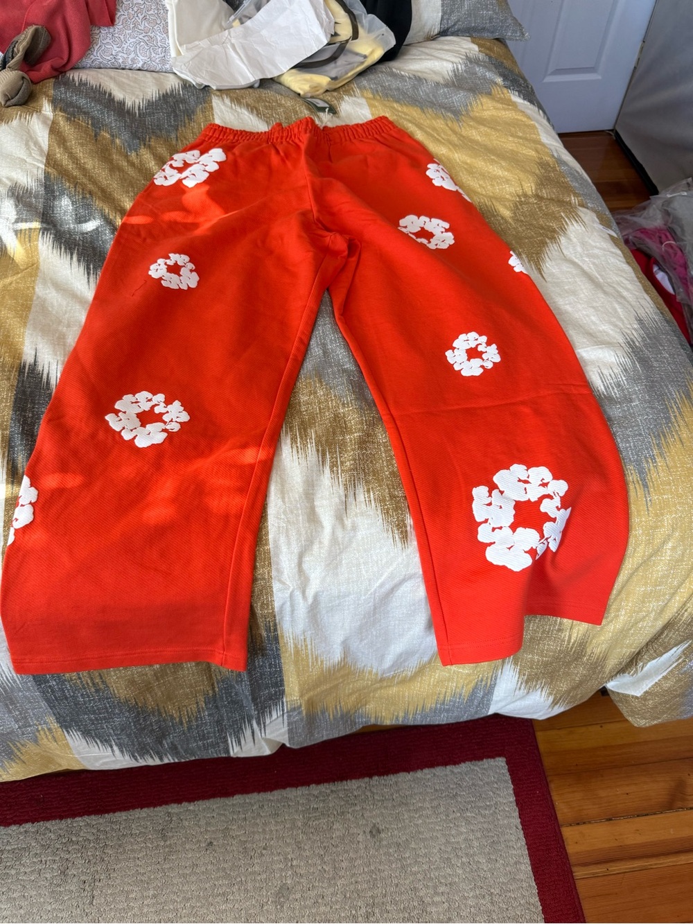 Denim Tears Cotton Wreath Men’s Orange Sweatpants Size L